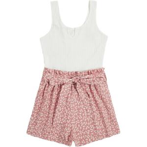imageSOLY HUX Womens Summer Sleeveless Belted Tank Romper Short JumpsuitPink Floral