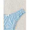 imageSOLY HUX Bikini Bottoms for Women Bow Textured Lettuce Trim Swim Bottom SwimwearSolid Light Blue