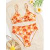 imageSOLY HUX Girls Ditsy Floral Print Bikini Swimsuit Ruffle Trim 2 Piece Bathing Suit BeachwearBurnt Orange