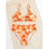 imageSOLY HUX Girls Ditsy Floral Print Bikini Swimsuit Ruffle Trim 2 Piece Bathing Suit BeachwearBurnt Orange
