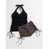 imageSOLY HUX Tankini Swimsuits for Women Leopard Print Drawstring Halter Tops and Shorts Bathing Suit Two Piece SwimsuitMulticoloured Leopard