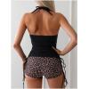 imageSOLY HUX Tankini Swimsuits for Women Leopard Print Drawstring Halter Tops and Shorts Bathing Suit Two Piece SwimsuitMulticoloured Leopard