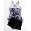 imageSOLY HUX Tankini Swimsuits for Women Summer Tropical Print Swim Tops and Shorts Two Piece Bathing SuitMulticoloured Floral