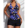 imageSOLY HUX Tankini Swimsuits for Women Summer Tropical Print Swim Tops and Shorts Two Piece Bathing SuitMulticoloured Floral