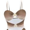 imageSOLY HUX Womens One Piece Swimsuit Cut Out Bathing Suit with Twist Beach Cover Up SkirtMulticoloured Gradient