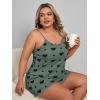 imageSOLY HUX Womens Plus Size Cute Cartoon Print Pajama Set Cami Top and Shorts Lounge SleepwearArmy Green Heart