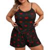 imageSOLY HUX Womens Plus Size Cute Cartoon Print Pajama Set Cami Top and Shorts Lounge SleepwearBlack Heart