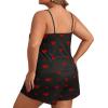 imageSOLY HUX Womens Plus Size Cute Cartoon Print Pajama Set Cami Top and Shorts Lounge SleepwearBlack Heart