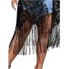 imageSOLY HUX Womens Plus Size Lace Sheer Fringe Trim Cover Up Dress Short Sleeve Open Front Kimono CardigansPure Black