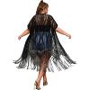 imageSOLY HUX Womens Plus Size Lace Sheer Fringe Trim Cover Up Dress Short Sleeve Open Front Kimono CardigansPure Black