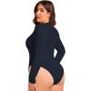 imageSOLY HUX Womens Plus Size Long Sleeve Bodysuit Square Neck Jumpsuit T Shirt Casual Basic Fitted TopsDark Blue