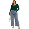 imageSOLY HUX Womens Plus Size Long Sleeve Bodysuit Square Neck Jumpsuit T Shirt Casual Basic Fitted TopsDark Green