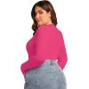 imageSOLY HUX Womens Plus Size Long Sleeve Bodysuit Square Neck Jumpsuit T Shirt Casual Basic Fitted TopsHot Pink