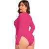 imageSOLY HUX Womens Plus Size Long Sleeve Bodysuit Square Neck Jumpsuit T Shirt Casual Basic Fitted TopsHot Pink