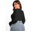 imageSOLY HUX Womens Plus Size Long Sleeve Bodysuit Square Neck Jumpsuit T Shirt Casual Basic Fitted TopsPlain Black