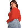 imageSOLY HUX Womens Plus Size Long Sleeve Bodysuit Square Neck Jumpsuit T Shirt Casual Basic Fitted TopsPlain Red