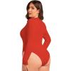 imageSOLY HUX Womens Plus Size Long Sleeve Bodysuit Square Neck Jumpsuit T Shirt Casual Basic Fitted TopsPlain Red