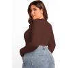 imageSOLY HUX Womens Plus Size Long Sleeve Bodysuit Square Neck Jumpsuit T Shirt Casual Basic Fitted TopsPure Brown