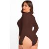 imageSOLY HUX Womens Plus Size Long Sleeve Bodysuit Square Neck Jumpsuit T Shirt Casual Basic Fitted TopsPure Brown