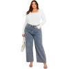 imageSOLY HUX Womens Plus Size Long Sleeve Bodysuit Square Neck Jumpsuit T Shirt Casual Basic Fitted TopsPure White