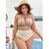 imageSOLY HUX Womens Plus Size Printed Halter Ruched High Waisted Bikini Set 2 Piece Swimsuit Bathing SuitsMulticoloured Print