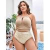 imageSOLY HUX Womens Plus Size Printed Halter Ruched High Waisted Bikini Set 2 Piece Swimsuit Bathing SuitsMulticoloured Print