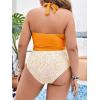imageSOLY HUX Womens Plus Size Printed Halter Ruched High Waisted Bikini Set 2 Piece Swimsuit Bathing SuitsOrange Print