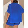 imageSOLY HUX Womens Plus Size Swim Coverups Sheer Shirt and Shorts Bikini Swimsuits Cover Up 2 Piece Set BeachwearSolid Blue