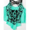 imageSOLY HUX Womens Plus Size Swimsuit Skull Print Criss Cross Ruffle Bikini Tankini Two Piece Bathing SuitMulti Skull