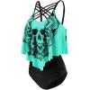 imageSOLY HUX Womens Plus Size Swimsuit Skull Print Criss Cross Ruffle Bikini Tankini Two Piece Bathing SuitMulti Skull