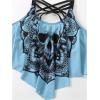 imageSOLY HUX Womens Plus Size Swimsuit Skull Print Criss Cross Ruffle Bikini Tankini Two Piece Bathing SuitMulticoloured Skull