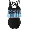 imageSOLY HUX Womens Plus Size Swimsuit Skull Print Criss Cross Ruffle Bikini Tankini Two Piece Bathing SuitMulticoloured Skull