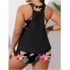 imageSOLY HUX Womens Plus Size Tankini Set Floral Tropical Print Tops and Shorts Bikini Bathing Suits 2 Piece SwimsuitBlack Floral Print