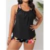 imageSOLY HUX Womens Plus Size Tankini Set Floral Tropical Print Tops and Shorts Bikini Bathing Suits 2 Piece SwimsuitBlack Floral Print