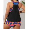 imageSOLY HUX Womens Plus Size Tankini Set Floral Tropical Print Tops and Shorts Bikini Bathing Suits 2 Piece SwimsuitBlue Tropical