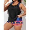 imageSOLY HUX Womens Plus Size Tankini Set Floral Tropical Print Tops and Shorts Bikini Bathing Suits 2 Piece SwimsuitBlue Tropical