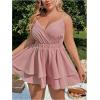 imageSOLY HUX Womens Plus Size V Neck Wrap Cami Romper Layered Ruffle Hem Short Jumpsuit OutfitsDusty Pink Plain
