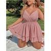 imageSOLY HUX Womens Plus Size V Neck Wrap Cami Romper Layered Ruffle Hem Short Jumpsuit OutfitsDusty Pink Plain