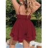 imageSOLY HUX Womens Plus Size V Neck Wrap Cami Romper Layered Ruffle Hem Short Jumpsuit OutfitsPlain Burgundy