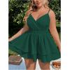 imageSOLY HUX Womens Plus Size V Neck Wrap Cami Romper Layered Ruffle Hem Short Jumpsuit OutfitsPlain Dark Green