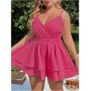 imageSOLY HUX Womens Plus Size V Neck Wrap Cami Romper Layered Ruffle Hem Short Jumpsuit OutfitsSolid Hotpink