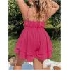 imageSOLY HUX Womens Plus Size V Neck Wrap Cami Romper Layered Ruffle Hem Short Jumpsuit OutfitsSolid Hotpink
