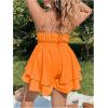 imageSOLY HUX Womens Plus Size V Neck Wrap Cami Romper Layered Ruffle Hem Short Jumpsuit OutfitsSolid Orange