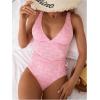 imageSOLY HUX Womens Swimsuit Set Deep V Neck Tankini Sets 2 Piece High Waisted Modest Bathing Suits BeachwearPure Pink