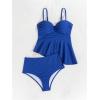 imageSOLY HUX Womens Tankini Set Ruffle Hem High Waisted Bikini Bathing Suits Two Piece SwimsuitPlain Royal Blue