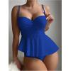 imageSOLY HUX Womens Tankini Set Ruffle Hem High Waisted Bikini Bathing Suits Two Piece SwimsuitPlain Royal Blue