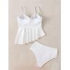 imageSOLY HUX Womens Tankini Set Ruffle Hem High Waisted Bikini Bathing Suits Two Piece SwimsuitPure White
