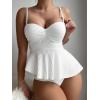 imageSOLY HUX Womens Tankini Set Ruffle Hem High Waisted Bikini Bathing Suits Two Piece SwimsuitPure White