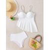 imageSOLY HUX Womens Tankini Set Ruffle Hem High Waisted Bikini Bathing Suits Two Piece SwimsuitPure White