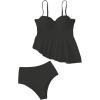 imageSOLY HUX Womens Tankini Set Ruffle Hem High Waisted Bikini Bathing Suits Two Piece SwimsuitSolid Black